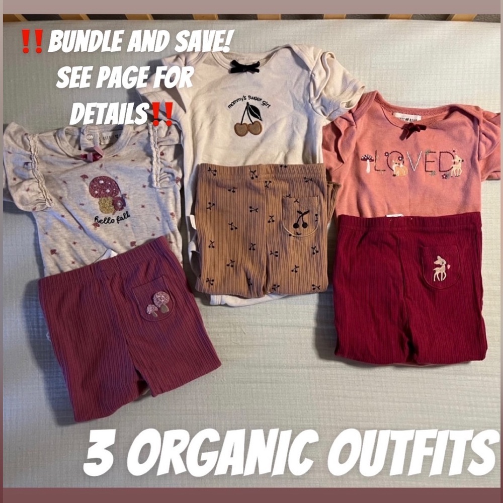 (3) Rabbit & Bear Organic Girls Outfits